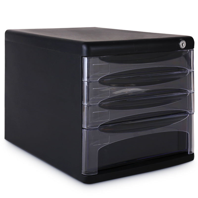 Layer Transparent Drawer With Lock Desktop File Cabinet