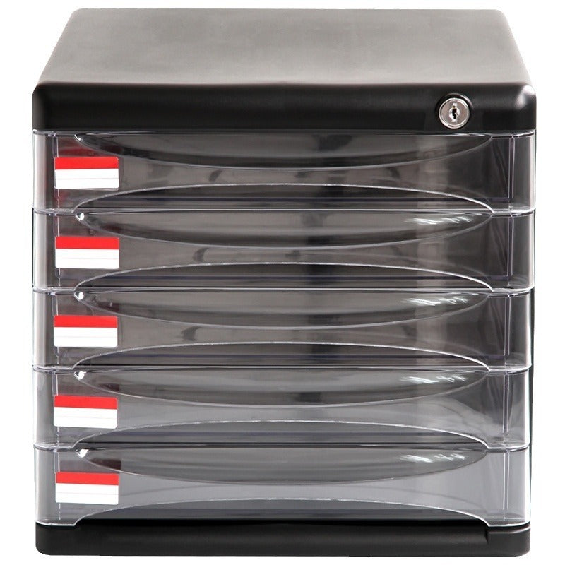 Layer Transparent Drawer With Lock Desktop File Cabinet