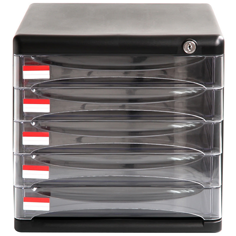 Layer Transparent Drawer With Lock Desktop File Cabinet