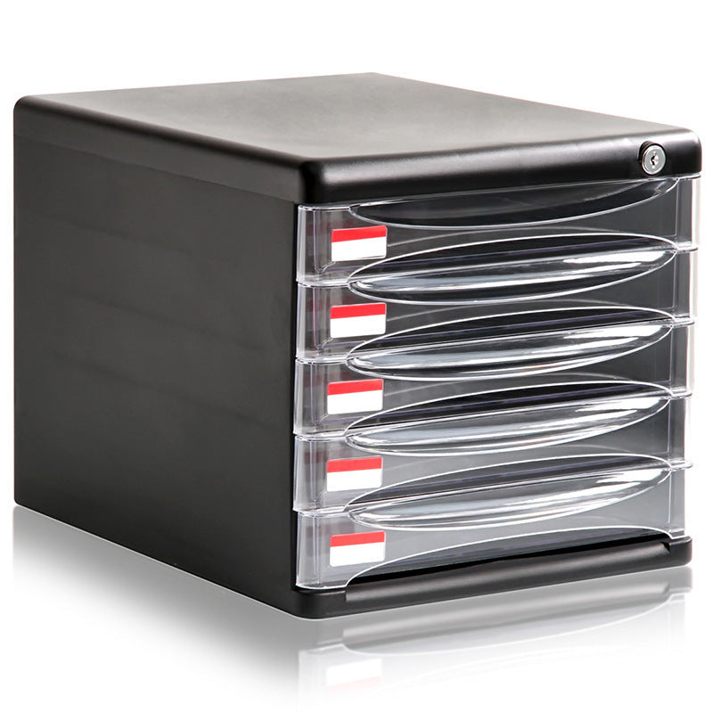 Layer Transparent Drawer With Lock Desktop File Cabinet