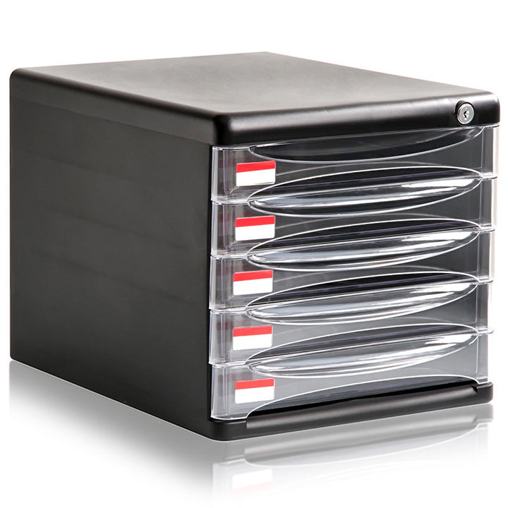 Layer Transparent Drawer With Lock Desktop File Cabinet